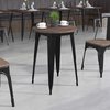 Flash Furniture Round Round Black Metal Indoor Table with Waln, 24" W X 24" L X 30.5" H, Wood, Wood Grain CH-51080-29M1-BK-GG